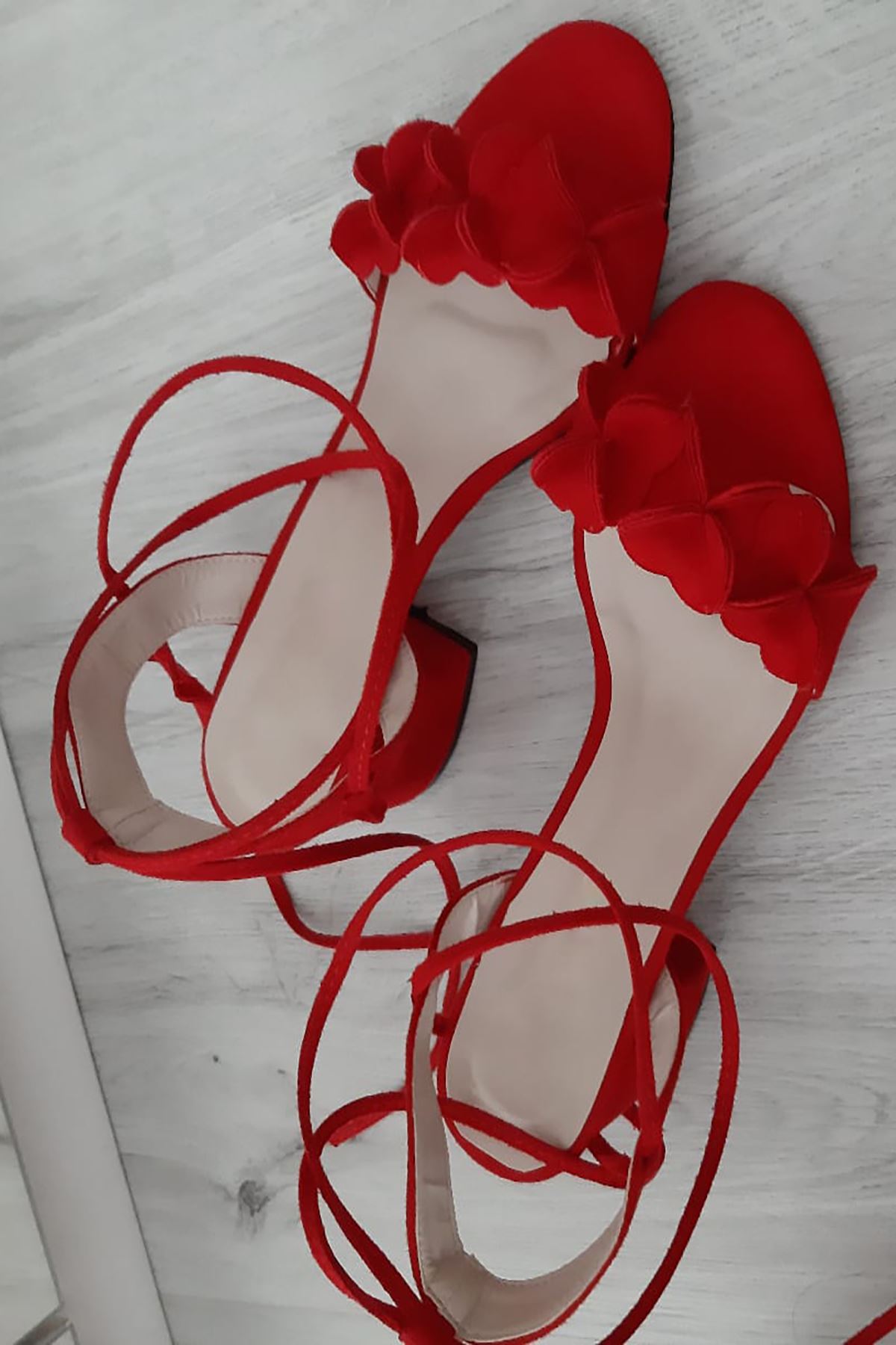 Y501 Kırmızı Süet Topuklu Ayakkabı