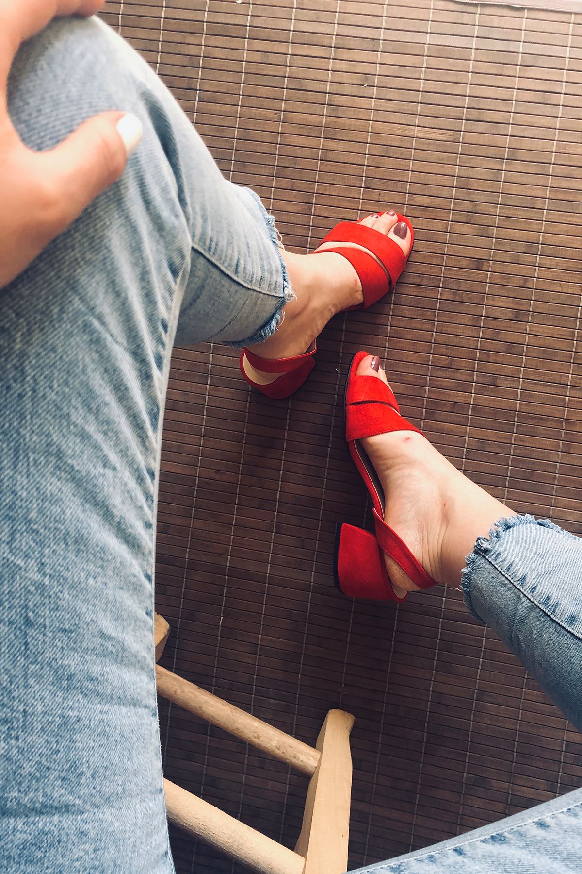 Y502 Kırmızı Süet Topuklu Ayakkabı