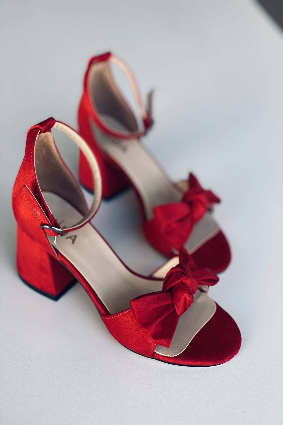 Y553 Kırmızı Süet Topuklu Ayakkabı
