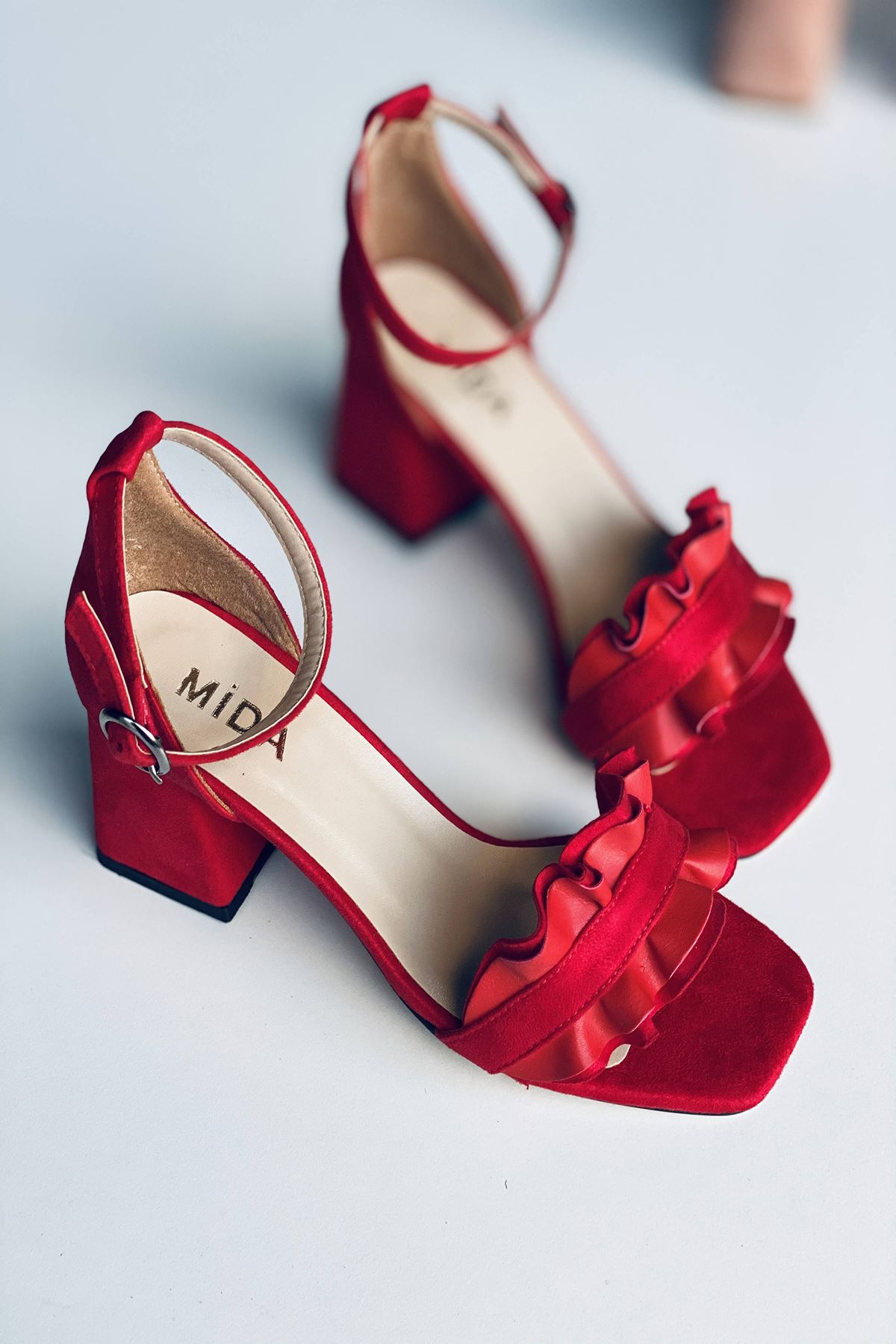Y700 Kırmızı Süet Topuklu Ayakkabı