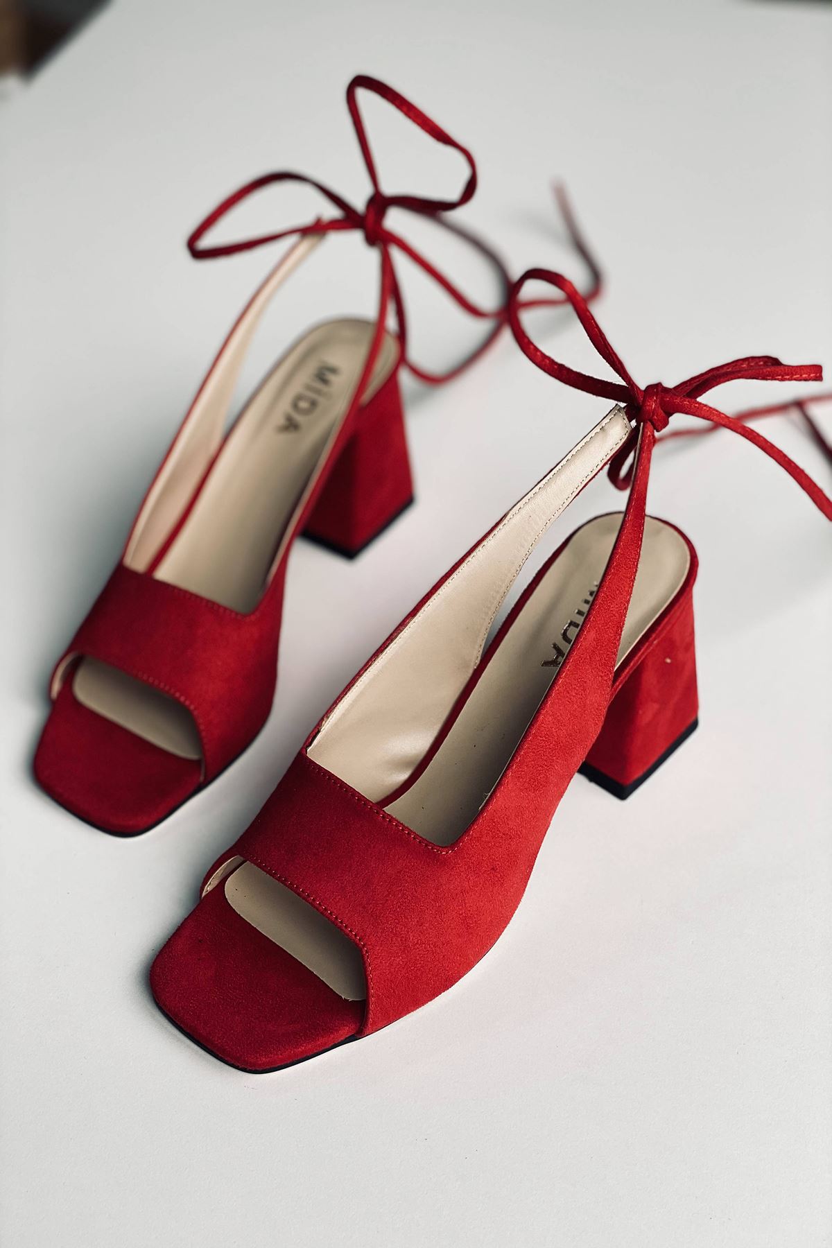 Y710 Kırmızı Süet Topuklu Ayakkabı
