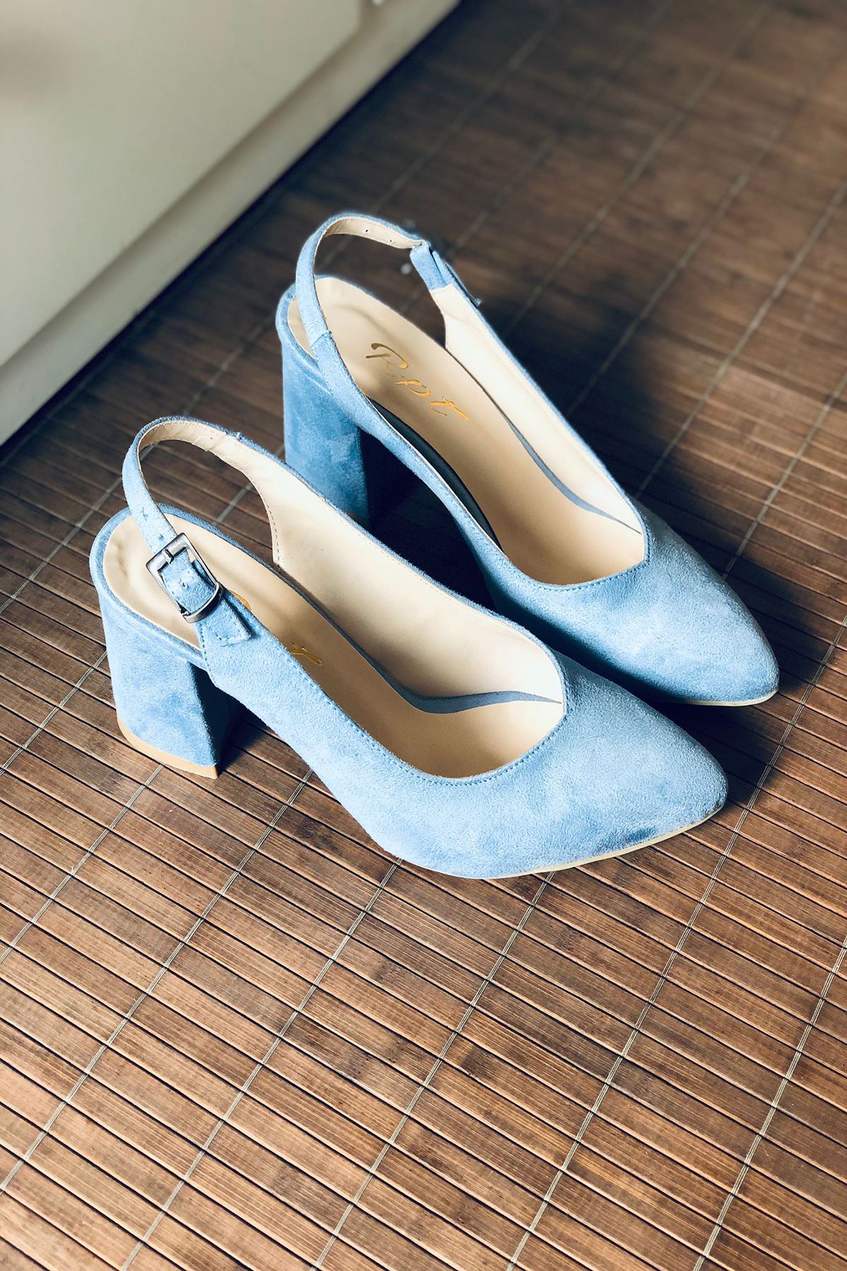 Mİda Shoes Y101 Bebe Mavi Süet Topuklu Ayakkabı
