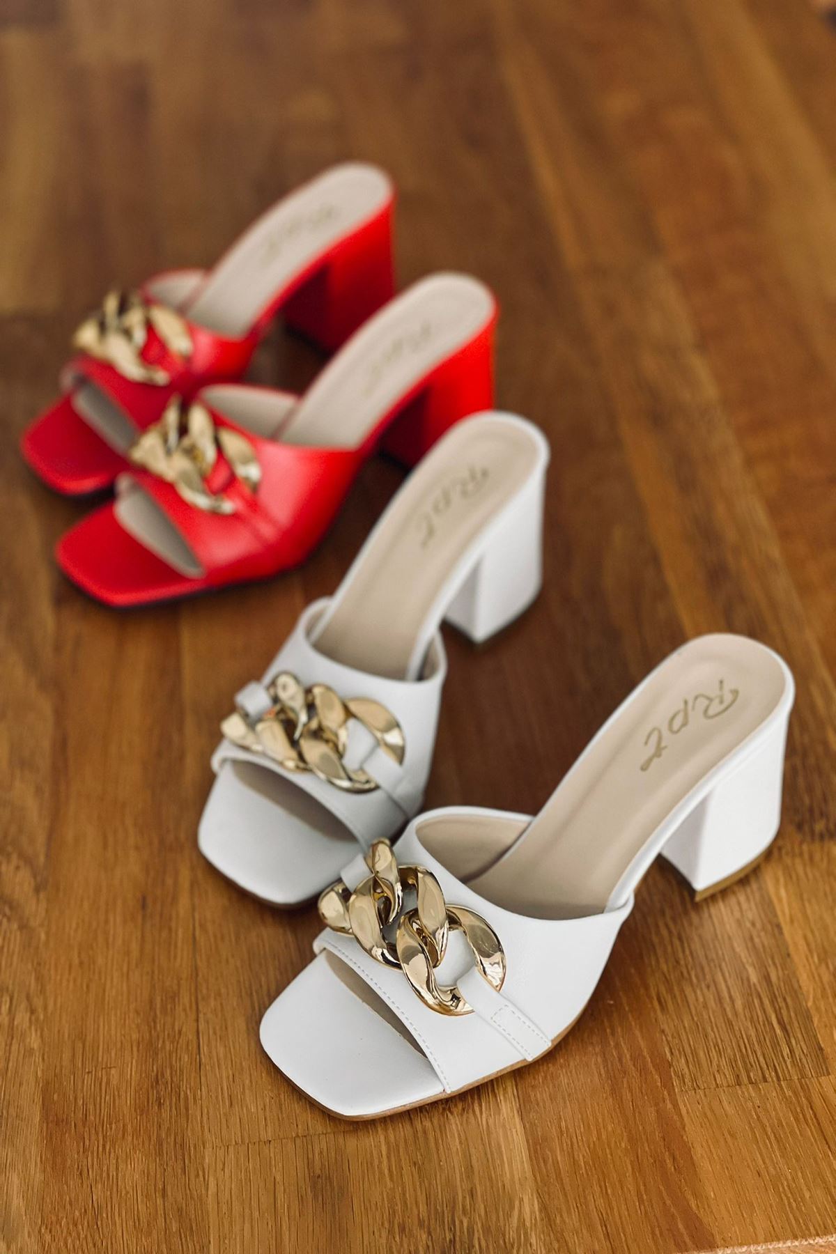 Mida Shoes YJudy Beyaz Deri Halkalı Topuklu Ayakkabı