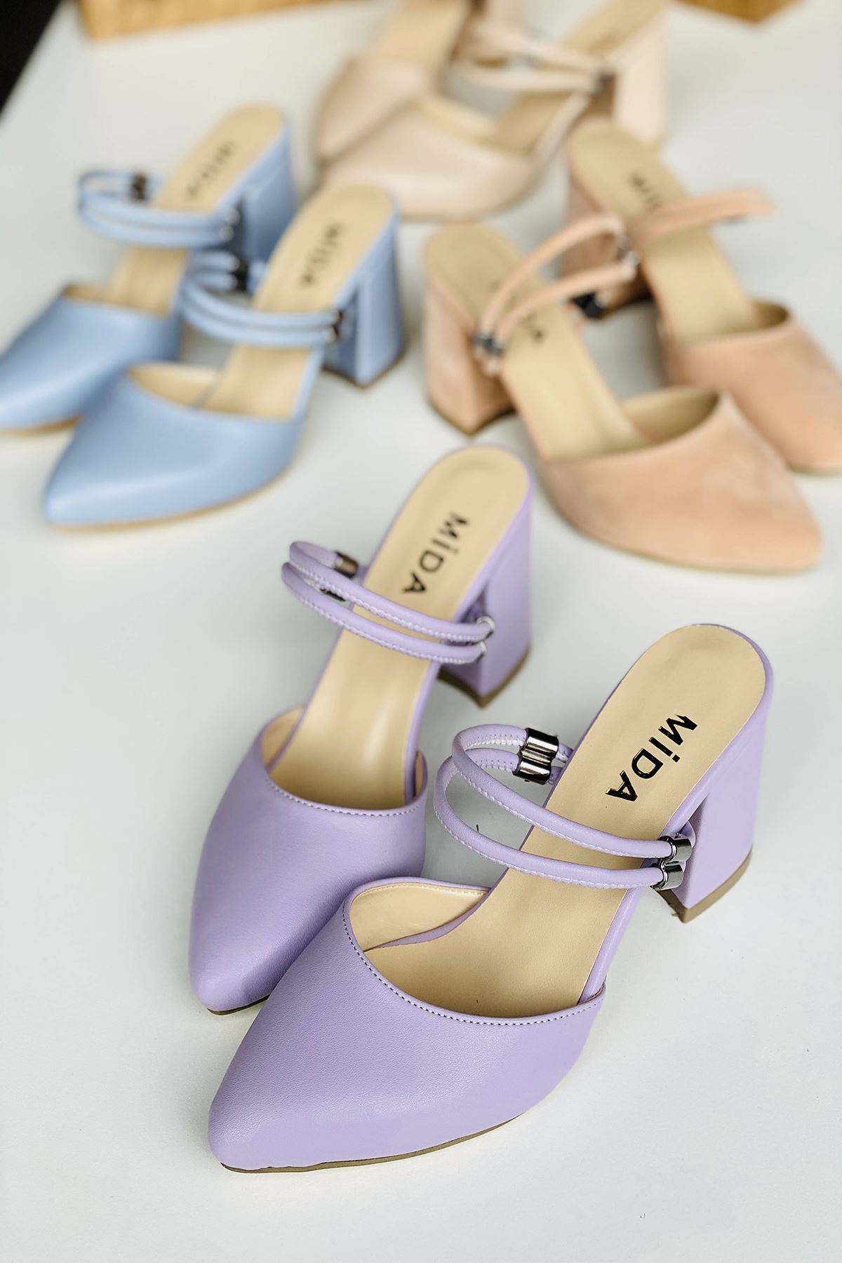 Mida Shoes Y119 Lila Deri Topuklu Ayakkabı