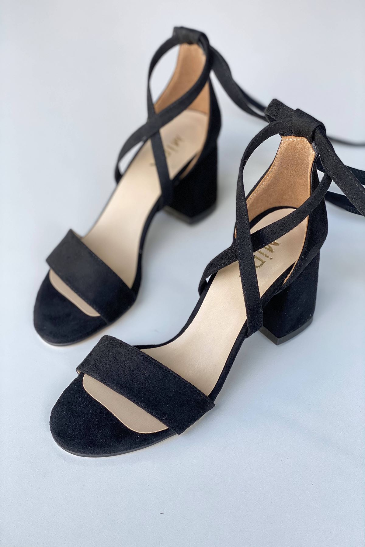 Mida Shoes Y615 Siyah Süet Topuklu Ayakkabı