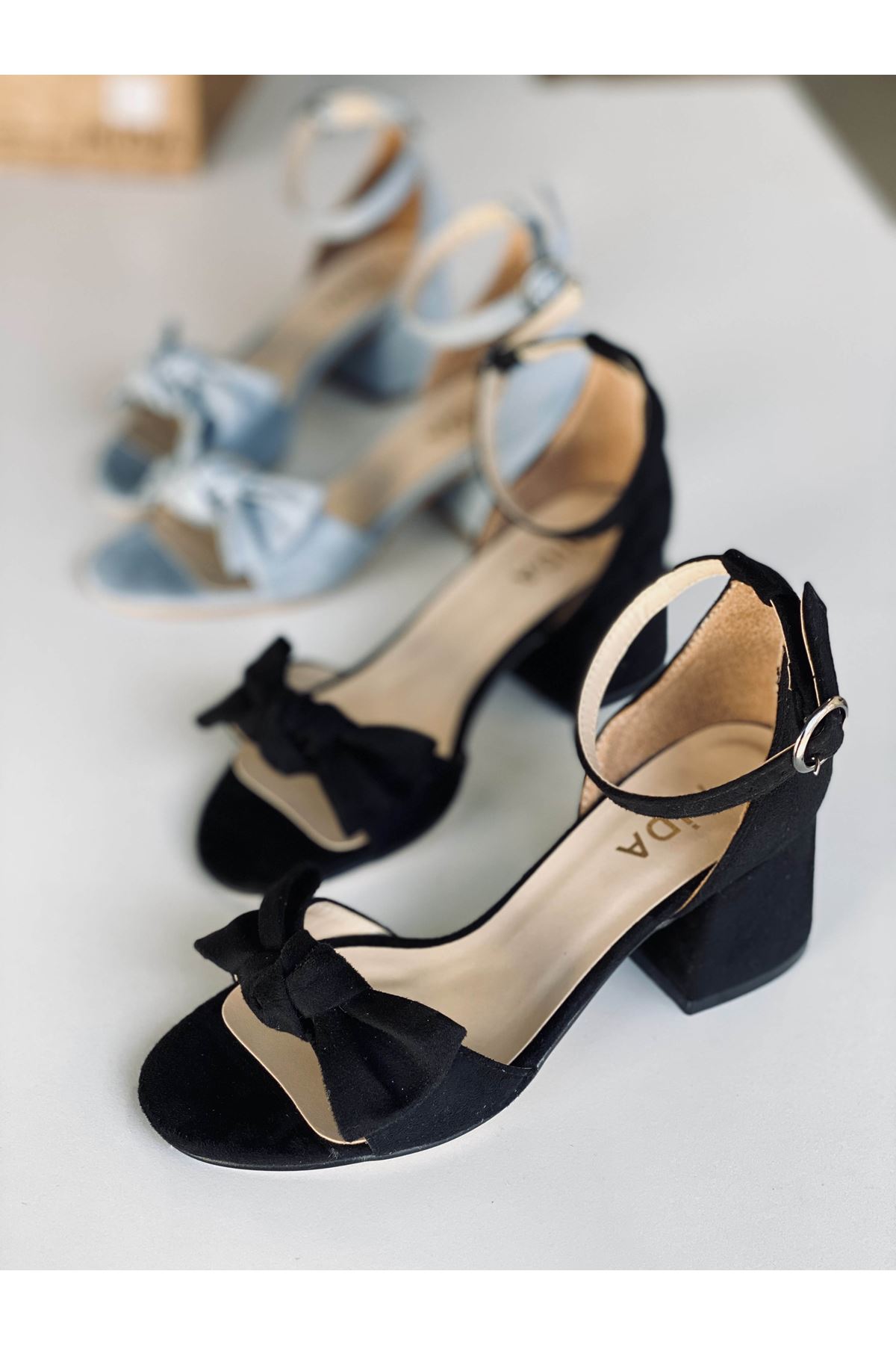 Mida Shoes Y553 Siyah Süet Topuklu Ayakkabı