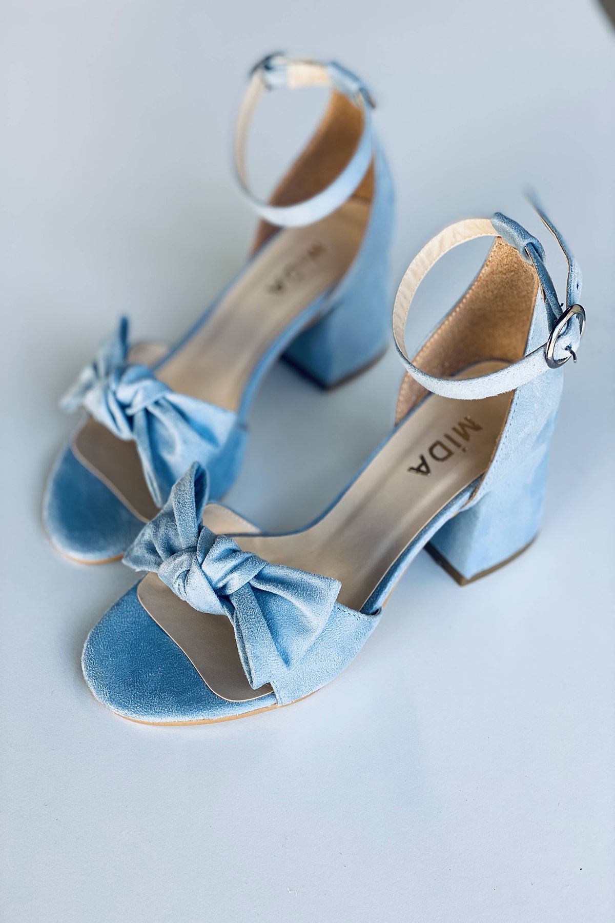 Mida Shoes Y553 Bebe Mavi Süet Topuklu Ayakkabı