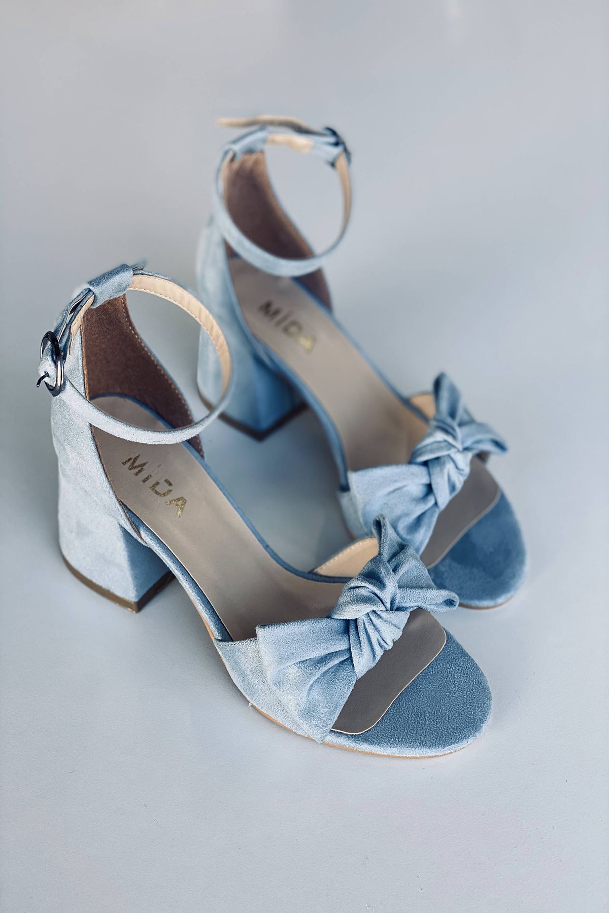 Mida Shoes Y553 Bebe Mavi Süet Topuklu Ayakkabı