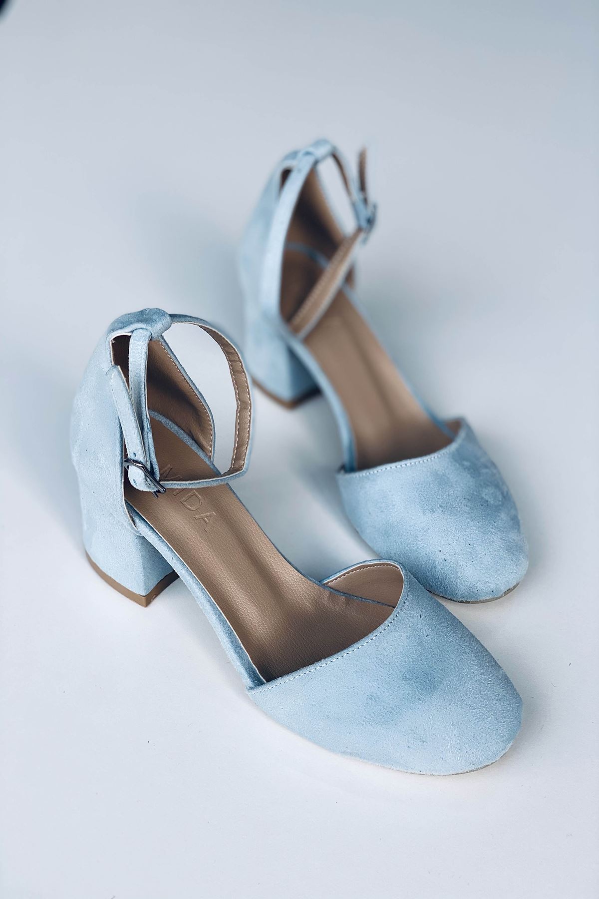Mida Shoes Y202 Bebe Mavi Süet Topuklu Ayakkabı