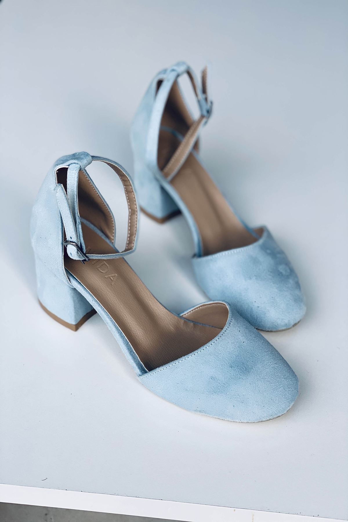 Mida Shoes Y202 Bebe Mavi Süet Topuklu Ayakkabı