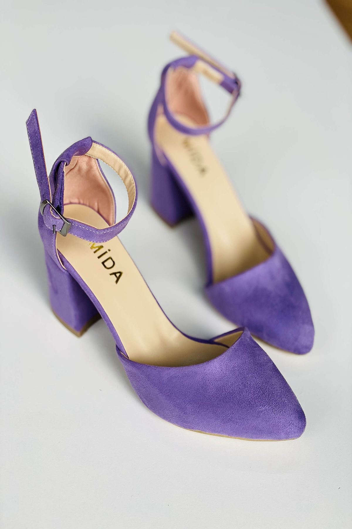 Mida Shoes Y102 Lila Süet Topuklu Ayakkabı