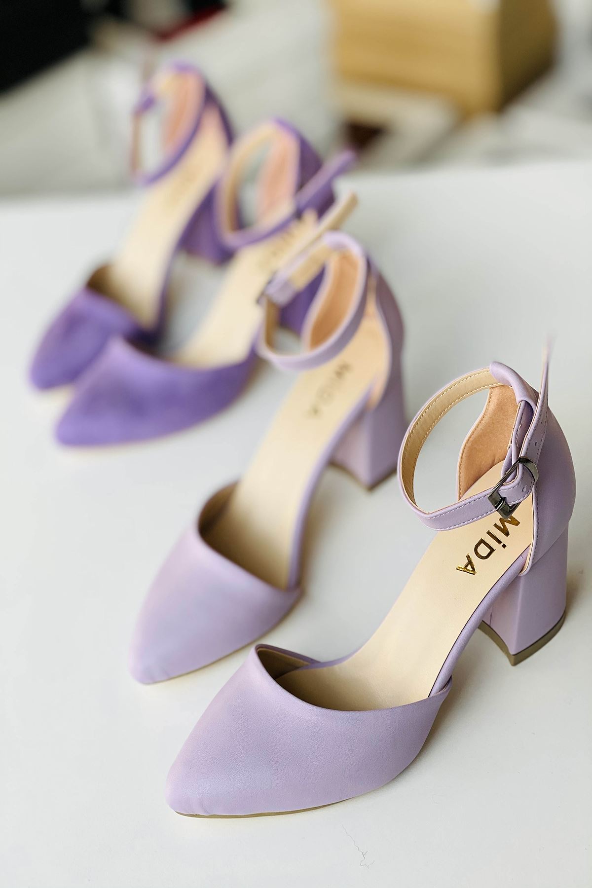 Mida Shoes Y102 Lila Deri Topuklu Ayakkabı