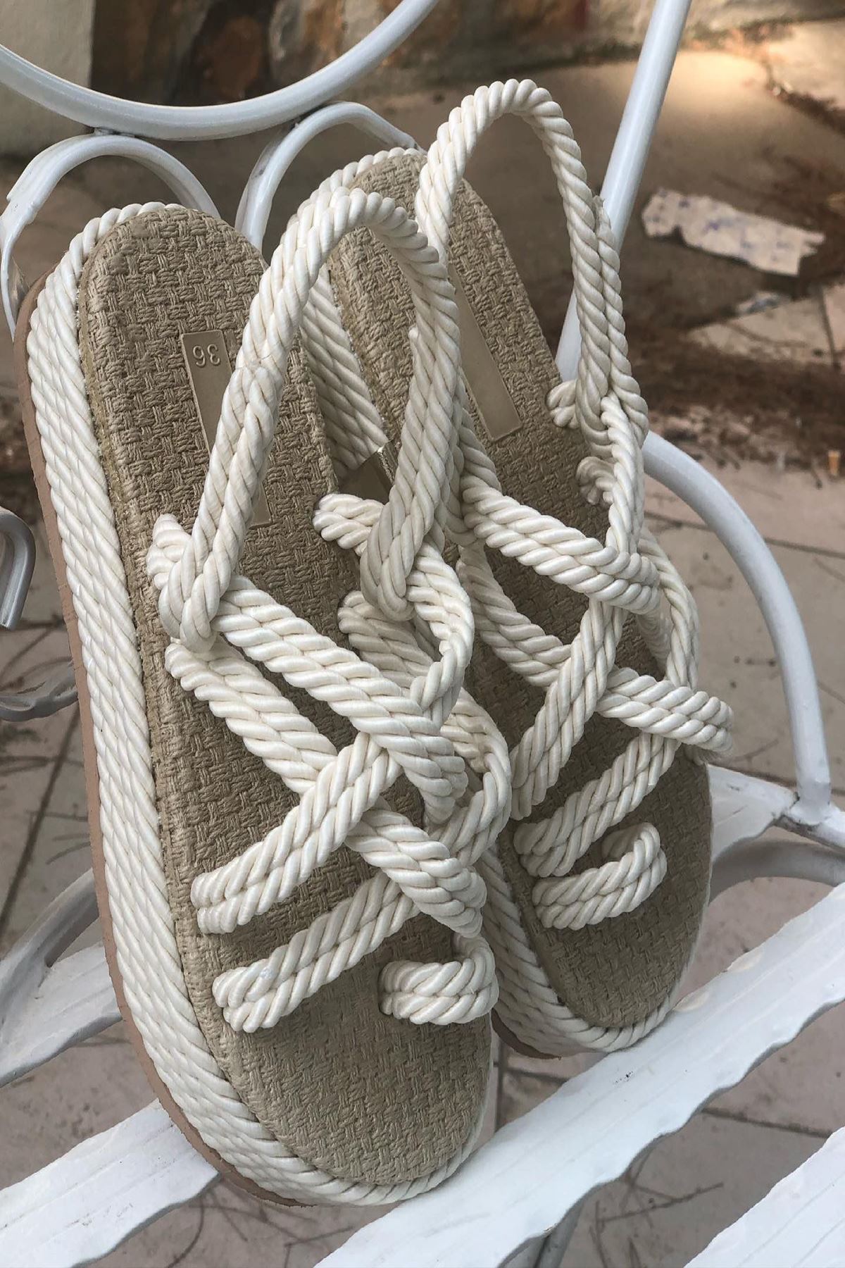 Mida Shoes YKHS01 Beyaz Halat Sandalet