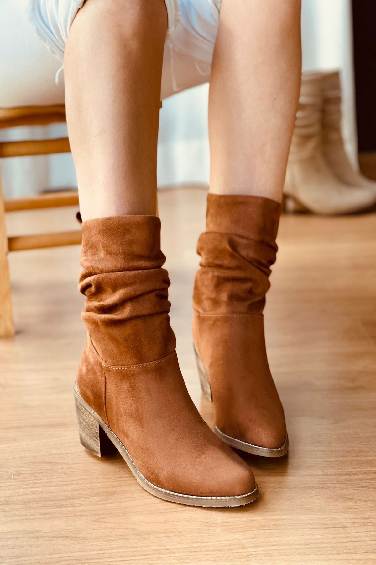 Mida Shoes Dallas Taba Süet Country Kadın Çizme