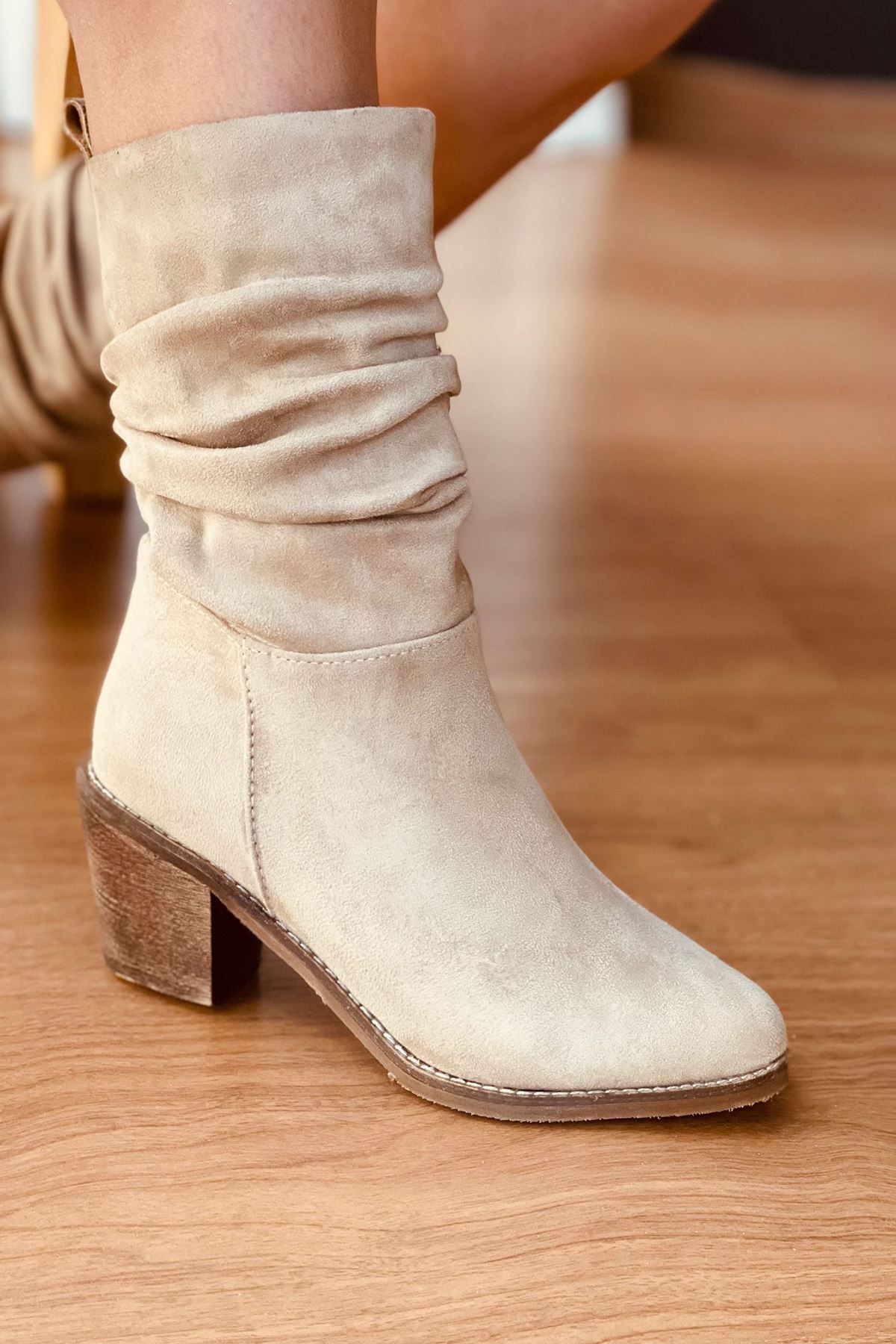 Mida Shoes Dallas Vizon Süet Country Kadın Çizme