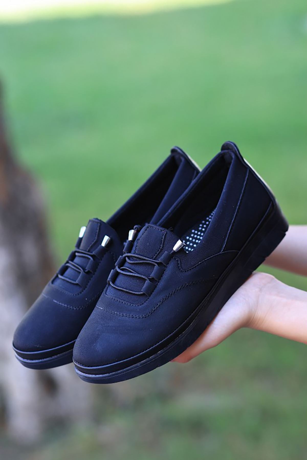 ERBLAXİ Siyah Nabuk Bağcıklı Spor Ayakkabı