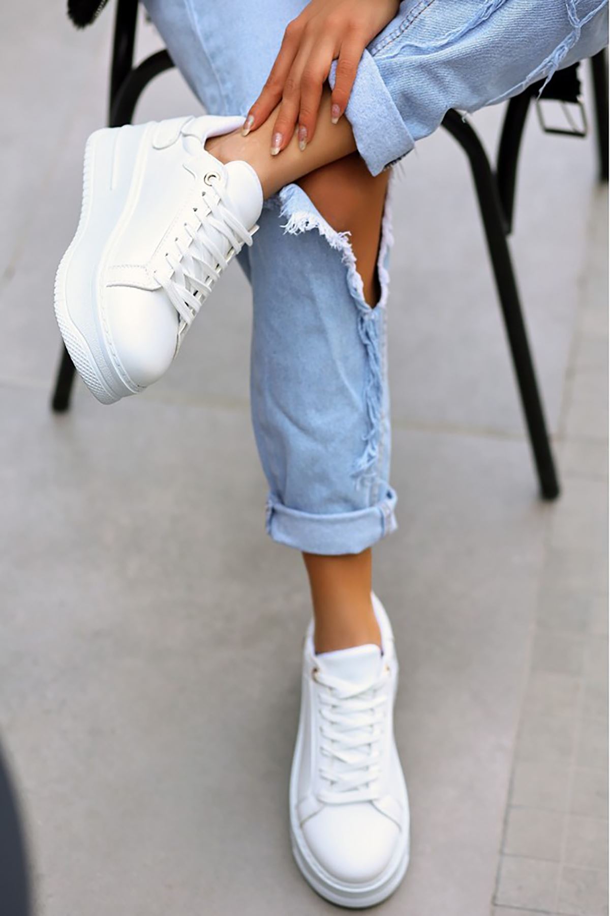 Mida Shoes ERBDonx Beyaz Bağıcıklı Kadın Spor Ayakkabı