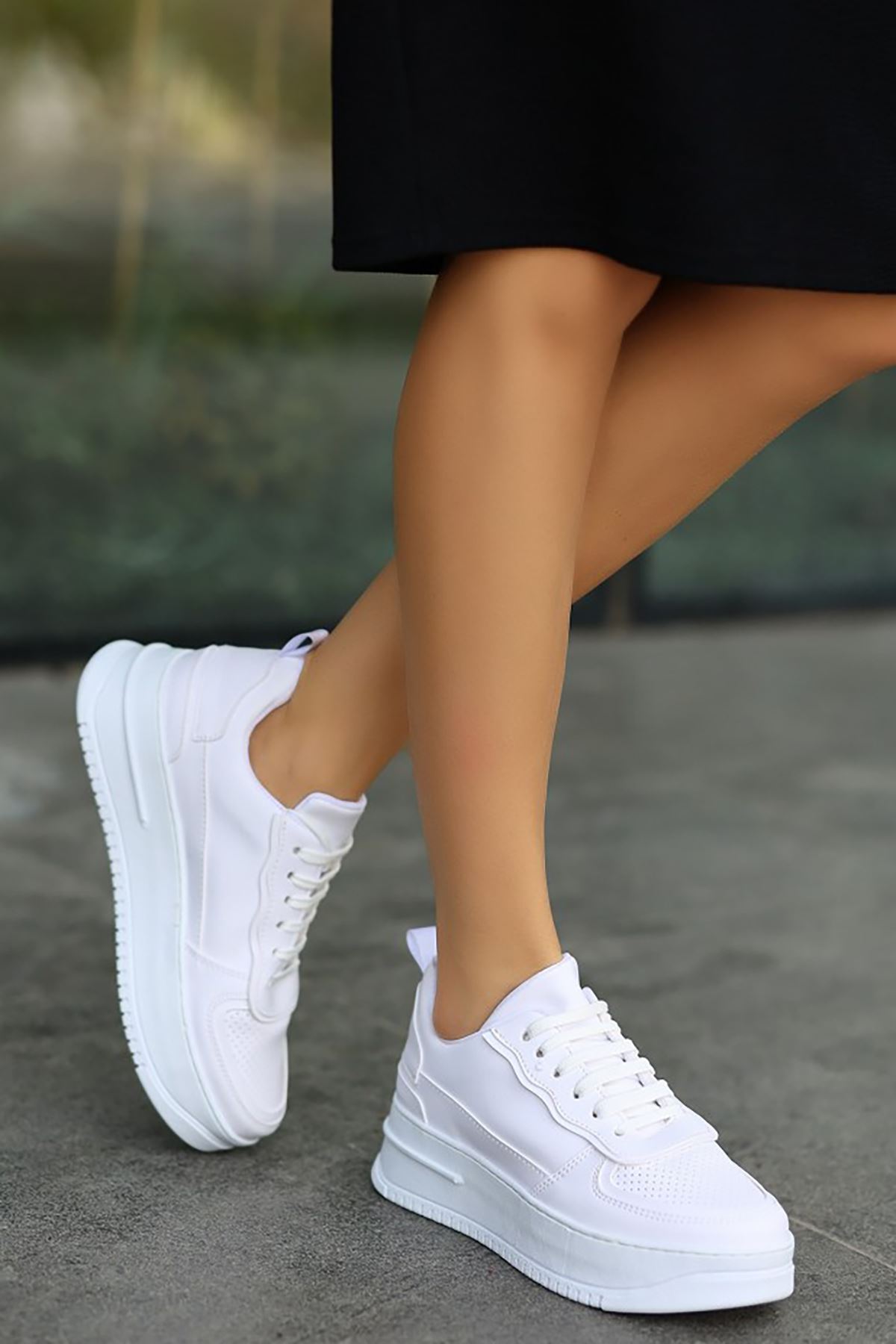 Mida Shoes ERBWONDİO Beyaz Bağcıklı Kadın Spor Ayakkabı