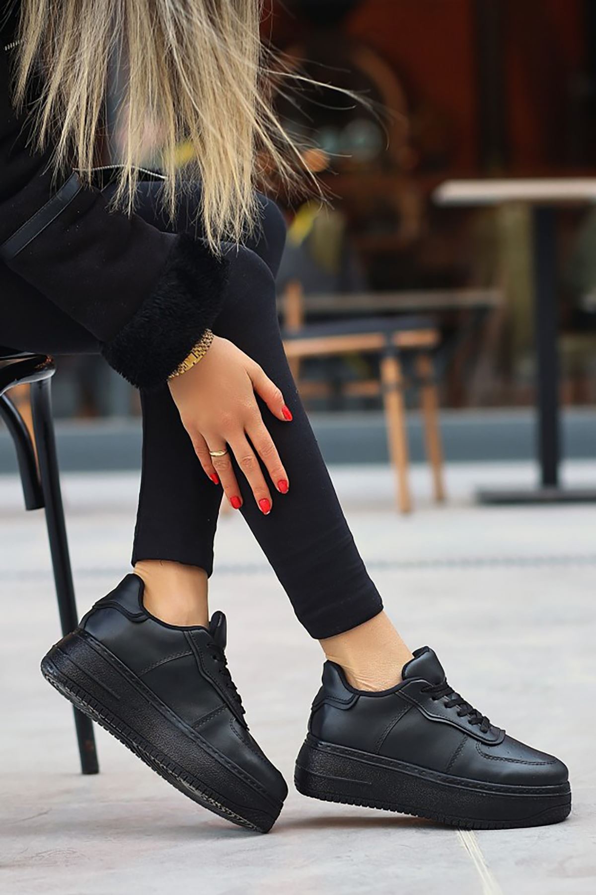 Mida Shoes ERBWONDİO Siyah Bağcıklı Kadın Spor Ayakkabı