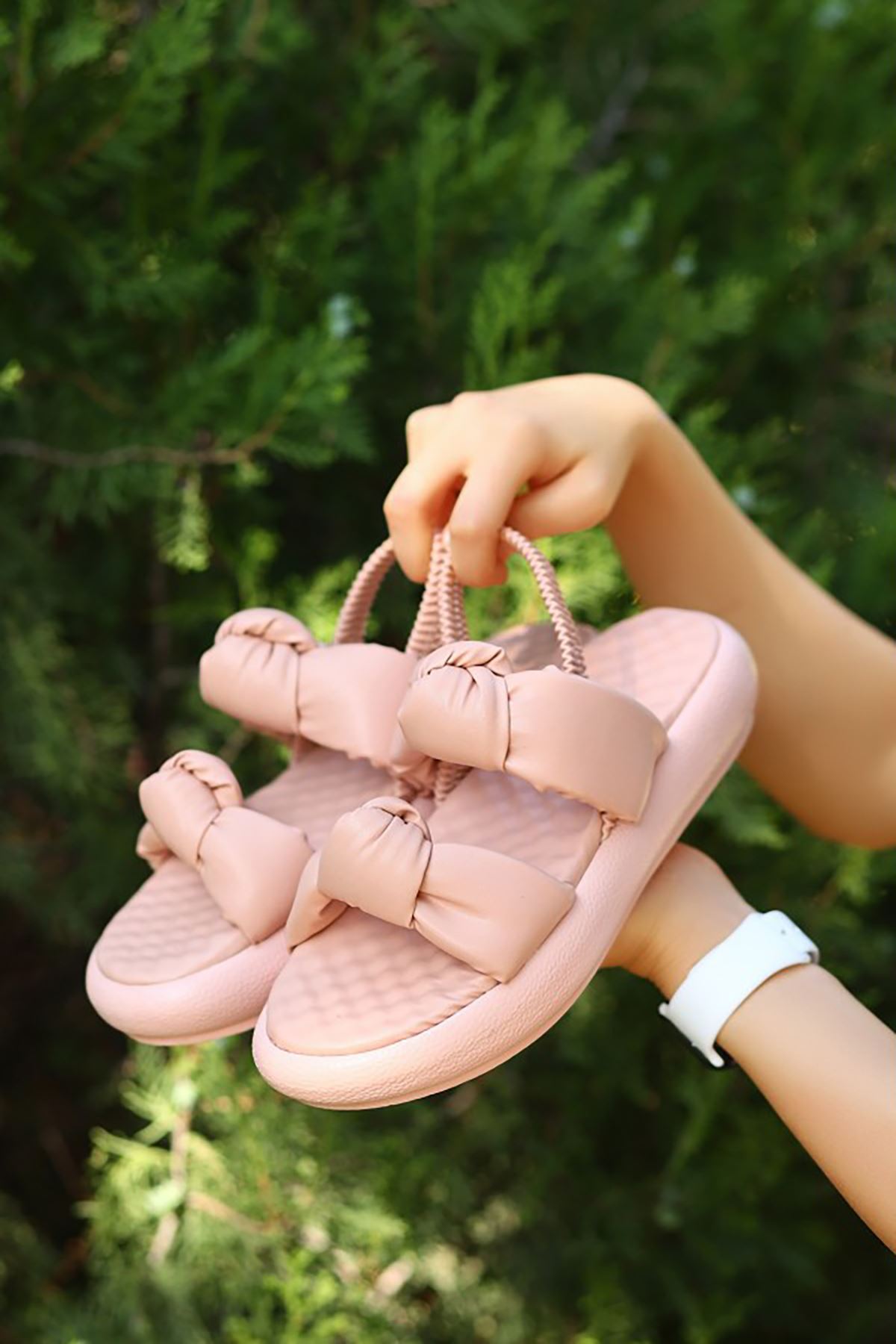 Mida Shoes ERBEcet Pudra Deri Lastikli Kadın Sandalet