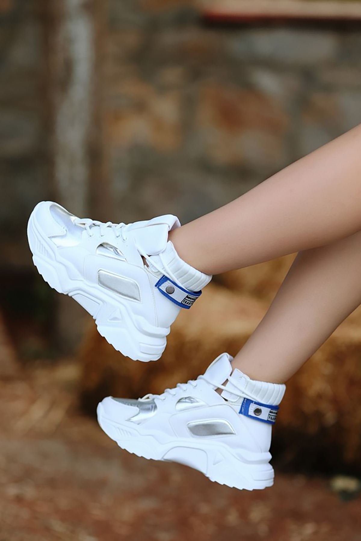 Mİda Shoes Nolli Beyaz Deri Spor Kadın Bot