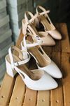 Y104 Beyaz Deri Topuklu Ayakkabı