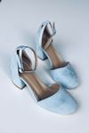 Y202 Bebe Mavi Süet Topuklu Ayakkabı
