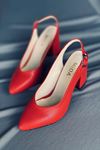 Y101 Kırmızı Deri Topuklu Ayakkabı