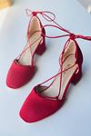 Y203 Kırmızı Süet Topuklu Ayakkabı