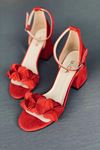 Y500 Kırmızı Süet Topuklu Ayakkabı