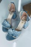 Y506 Bebe Mavi Süet Topuklu Ayakkabı