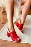 Mida Shoes Y902 Kırmızı Rugan Topuklu Ayakkabı
