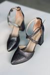 Mida Shoes Y115 Gümüş Deri Topuklu Ayakkabı