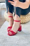 Mida Shoes Y802 Kırmızı Deri Topuklu Ayakkabı