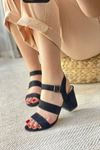 Mida Shoes Y612 Siyah Süet Topuklu Ayakkabı