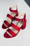 Mida Shoes Y612 Kırmızı Süet Topuklu Ayakkabı