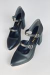 Mida Shoes Y111 Siyah Deri Topuklu Ayakkabı