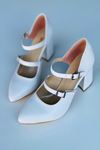 Mida Shoes Y111 Beyaz Deri Topuklu Ayakkabı