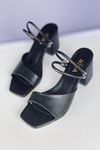 Mida Shoes Y911 Siyah Deri Topuklu Ayakkabı