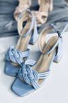 Mida Shoes Y716 Bebe Mavi Deri Topuklu Ayakkabı