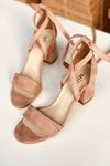 Mida Shoes Y615 Pudra Süet Topuklu Ayakkabı