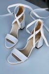 Mida Shoes Y615 Beyaz Deri Topuklu Ayakkabı