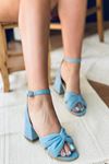 Mida Shoes Y554 Bebe Mavi Süet Topuklu Ayakkabı