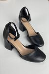 Mida Shoes Y202 Siyah Deri Topuklu Ayakkabı