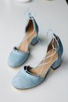 Mida Shoes Y203 Bebe Mavi Süet Topuklu Ayakkabı