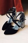 Mida Shoes Y116 Siyah Garni Süet Topuklu Ayakkabı