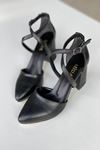 Mida Shoes Y115 Siyah Deri Topuklu Ayakkabı