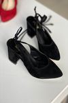 Mida Shoes Y114 Siyah Süet Topuklu Ayakkabı
