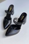 Mida Shoes Y119 Siyah Deri Topuklu Ayakkabı