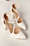Mida Shoes Y113 Beyaz Deri Topuklu Ayakkabı